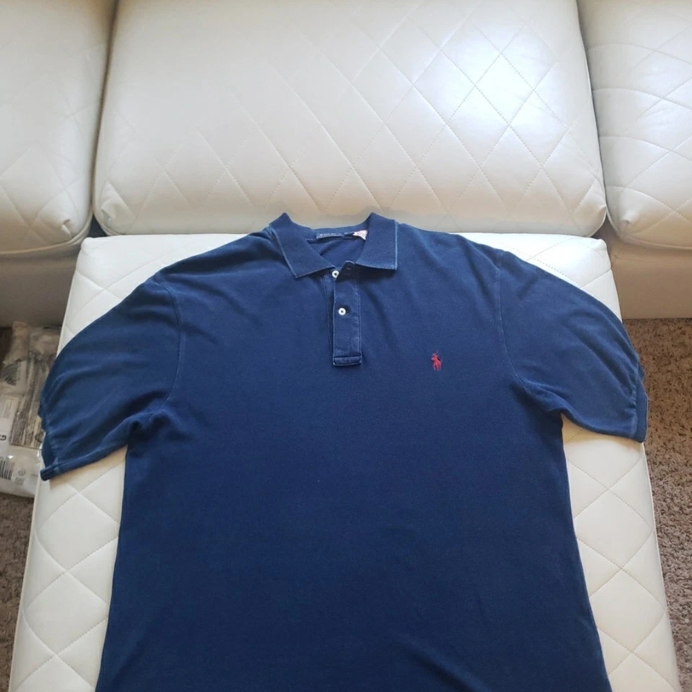 Men Polo Ralph Lauren Blue Faded Look Polo Shirt Size XLT-Tall